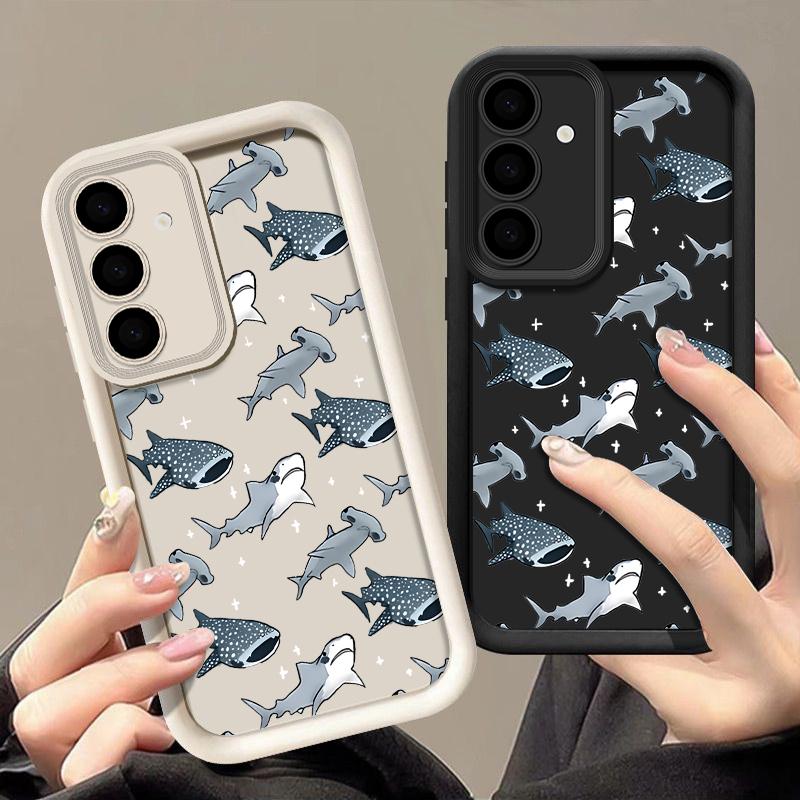 Чехол с рисунком китовой акулы для Samsung Galaxy S25 Edge S24 S25 S23 S22 Ultra S24 FE A56 A55 A54 A36 A26 A15 A16 5G TPU чехол для телефона