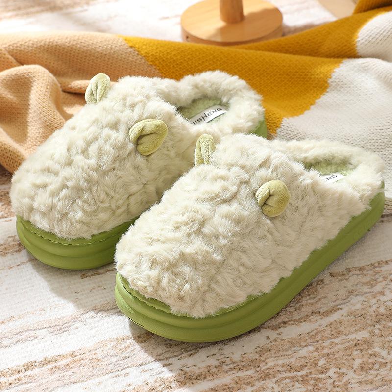 Women's Slippers Cartoon 2025 Winter New Home Couple Warm Non Slip Plush Cotton Thick Soled Floor Anti Cold Slippers Large Size