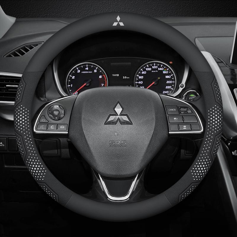 Car Suede Carbon fiber Leather Steering Wheel Cover For Mitsubishi Outlander Pajero Asx Lancer EX Evolution L200 Triton RALLIART SR1