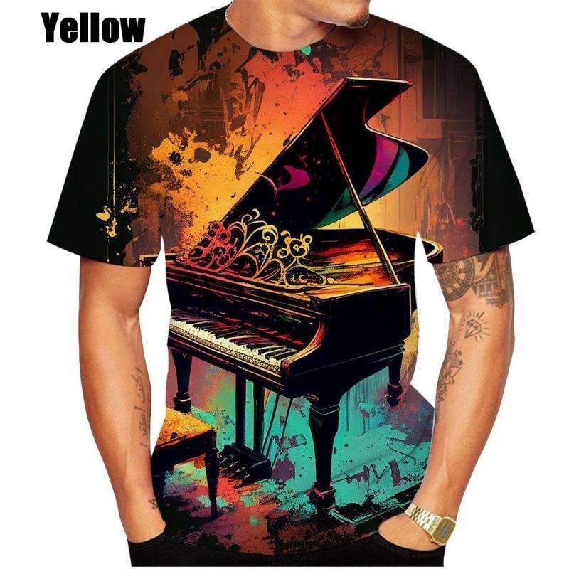 Модная футболка с 3D-принтом, ноты фортепианной музыки, головокружение, гипнотический, забавная футболка с коротким рукавом, топы для мужчин/женщин
