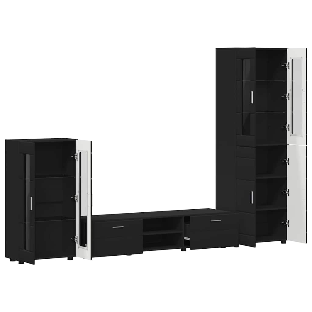 FLORIN 3 Piece TV Cabinet Set with Drawers Black Engineered Wood