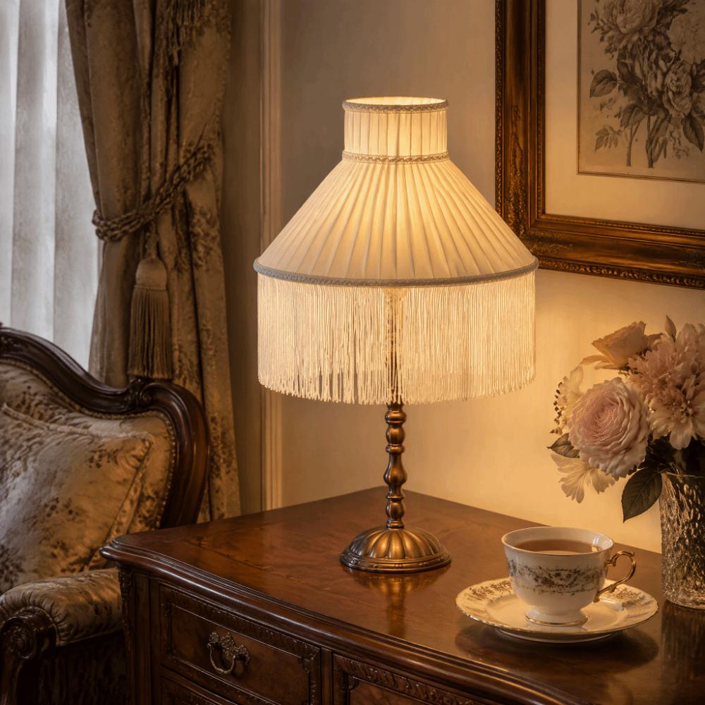 Vintage Style Fabric Lampshade European-style Retro Lampshade Tassels E27 Lampshade Bedside Lamp