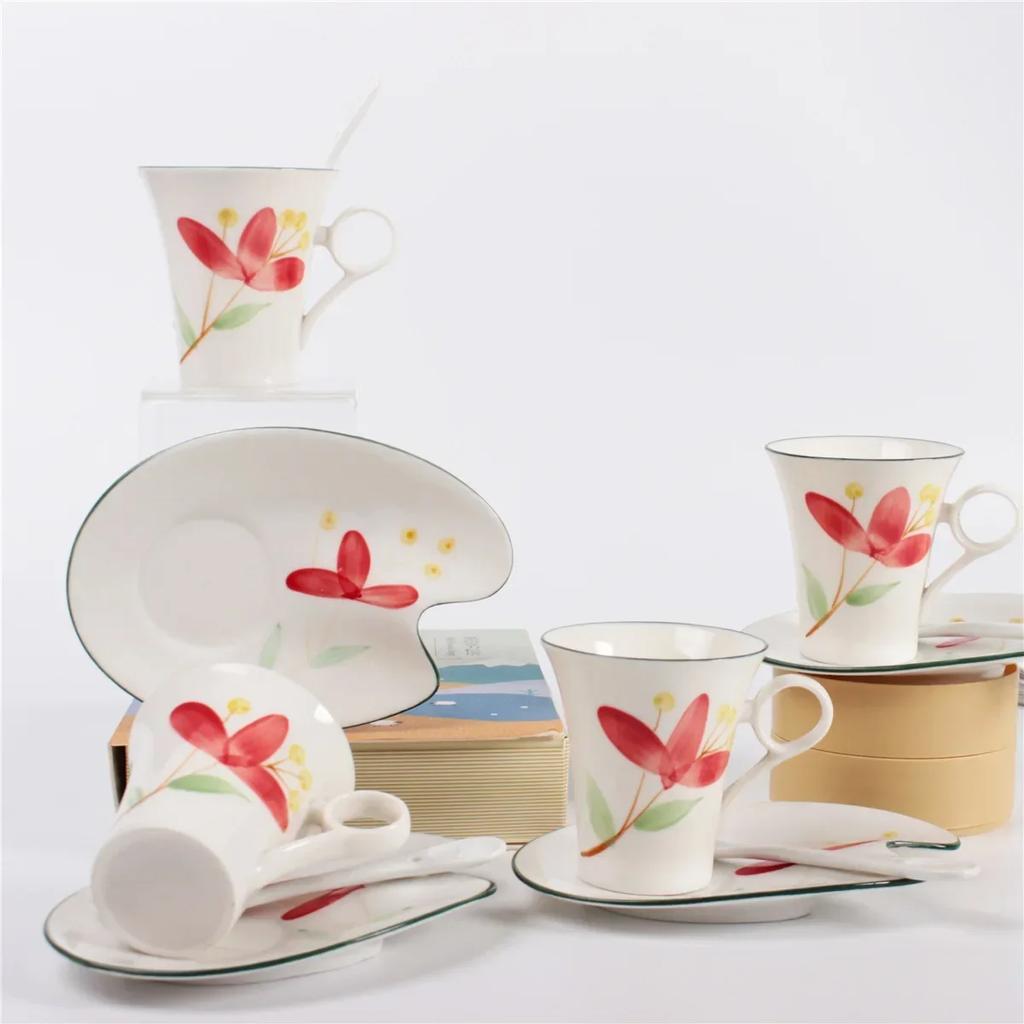 Japanese Japanese Style Hand-painted Cup Wind Coffee Cup Saucer Household Ceramic Cups Afternoon Tea Cups Coffee Mug