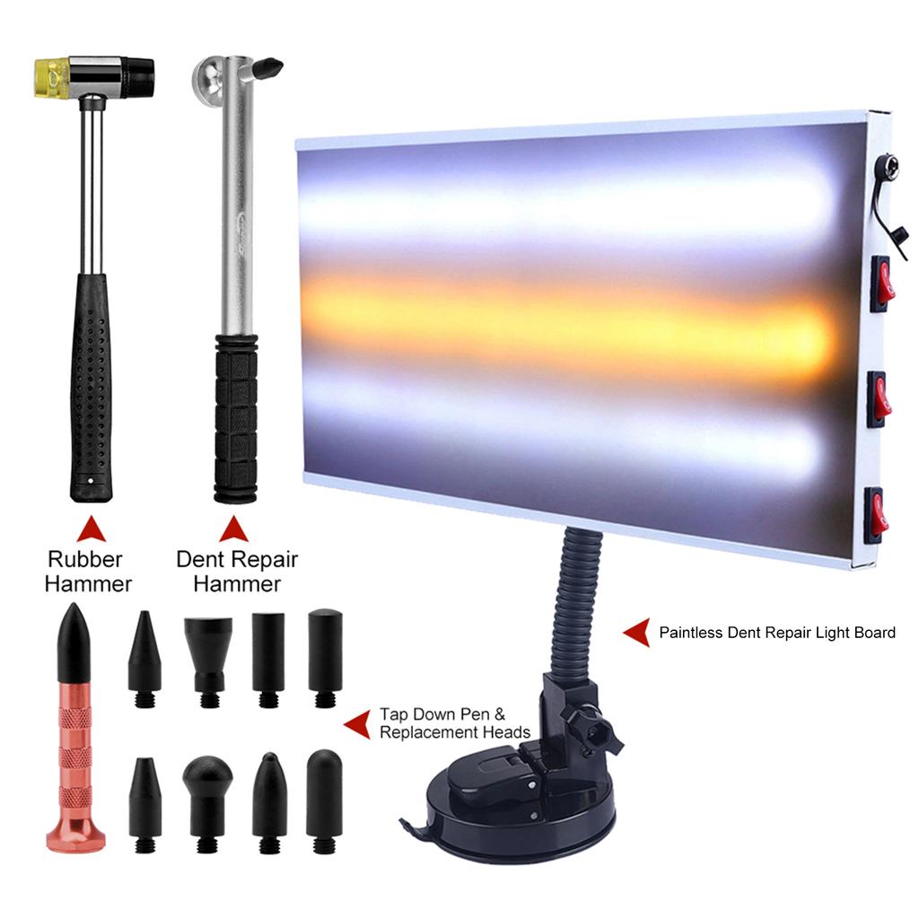 Комплект для ремонта вмятин без покраски, светодиодная световая панель для ремонта вмятин без покраски с резиновым молотком для ремонта вмятин