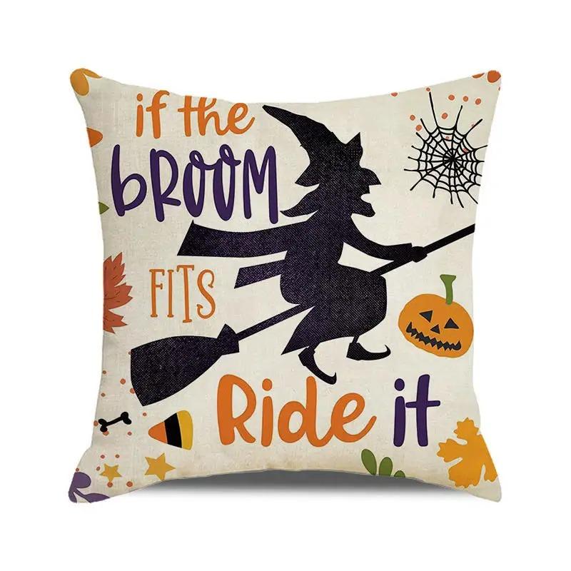 Декоративная наволочка для подушки на Хэллоуин с изображением тыквы, летучей мыши, волшебника, призрака, подходит для украшения дома, гостиной, дивана, комнаты