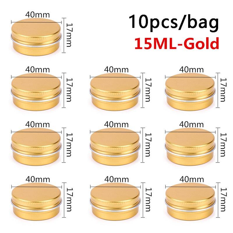 10 шт., 5 мл/10 мл/15 мл, пустая алюминиевая жестяная банка для упаковки, крем-бальзам, свеча для ногтей, косметический круглый контейнер для хранения, мини-металлическая коробка