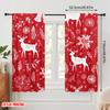 2pcs,2D plane printing Curtain Popular Christmas reindeer and bells Durable 100% Polyester Fabric (without rod) Decorations