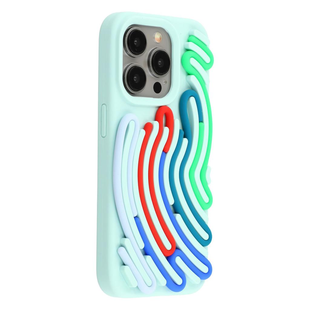 For iPhone 14 Pro Max Case 3D Stress Relief DIY Colorful Bar Silicone PC Phone Cover Arc Stripe