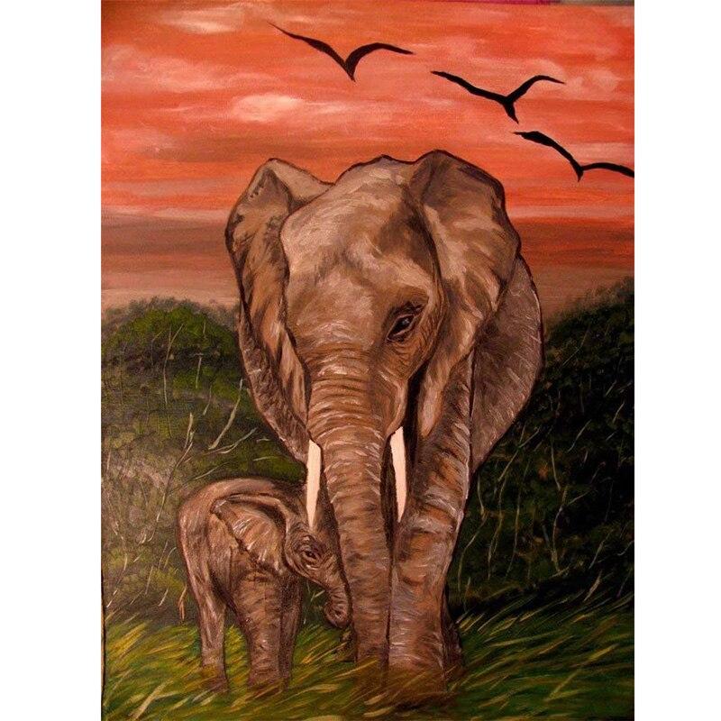 DIY Elephant 5D Diamond Painting Full Round Drill Animal Diamont Embroidery Cross Stitch Rhinestone Mosaic Home Decor Wall Art