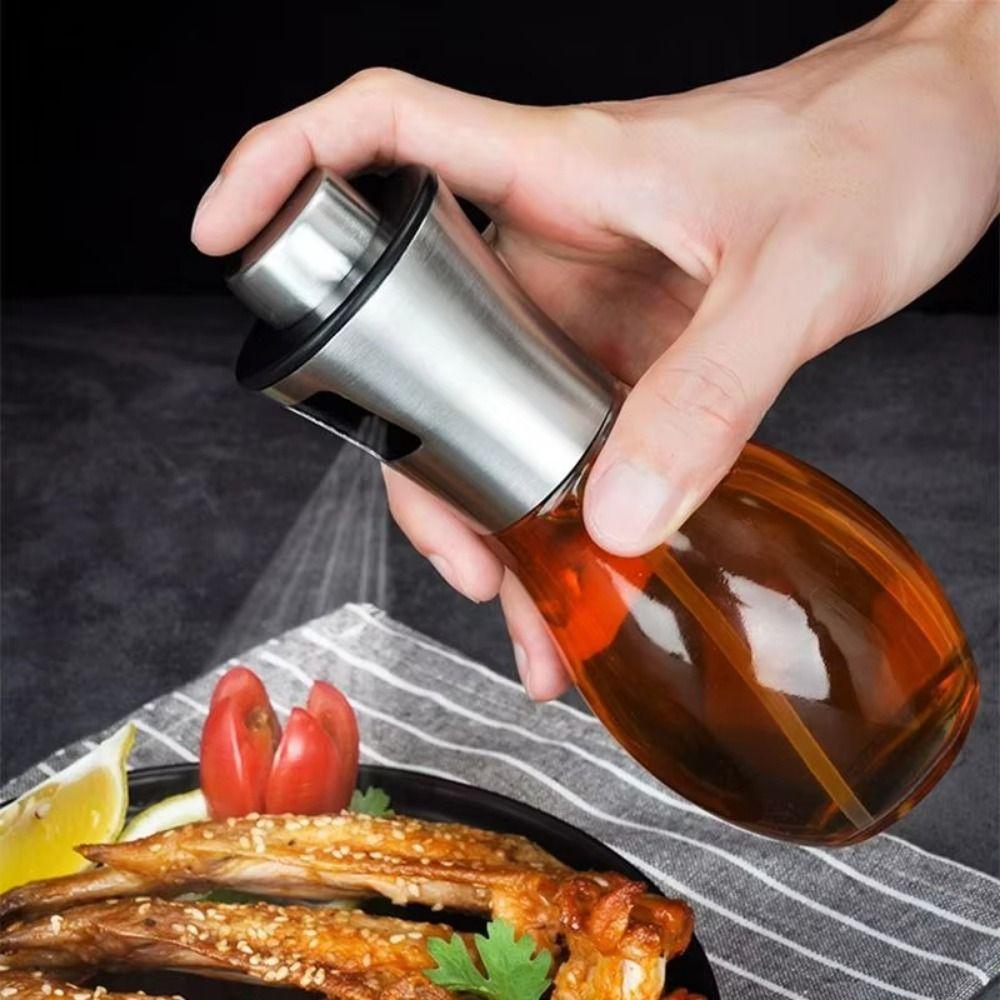 Glass Oil Spray Bottle Stainless Steel Oil Dispenser Bottle Glass Oil Sprayer  Household