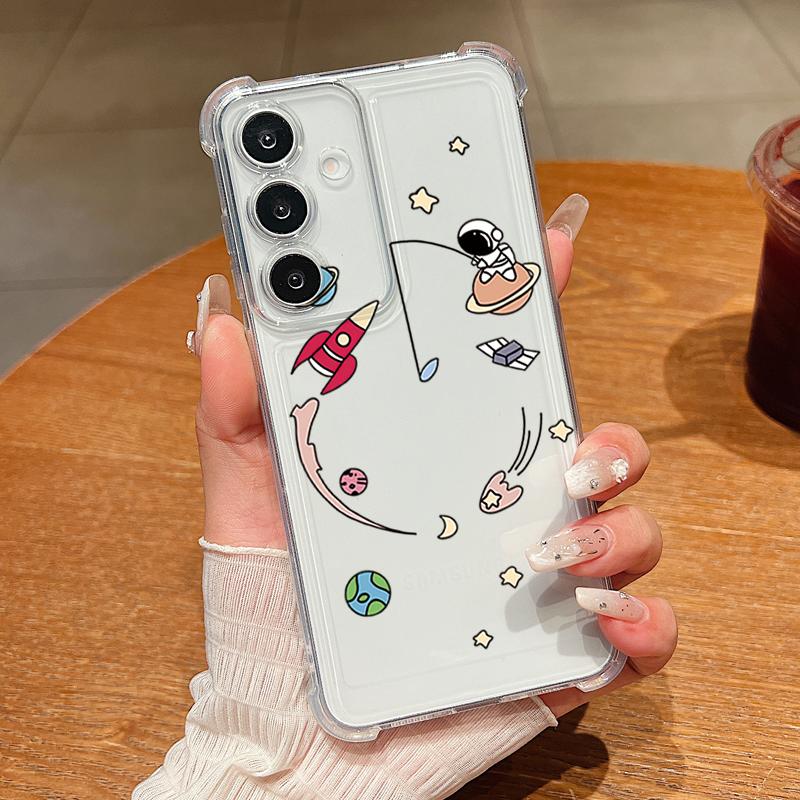 Чехол для телефона с принтом мультяшного астронавта для Samsung Galaxy S26 S25 S24 S23 Ultra S22 Plus S21 S24 S25 FE Прозрачный Ударопрочный Мягкий Чехол