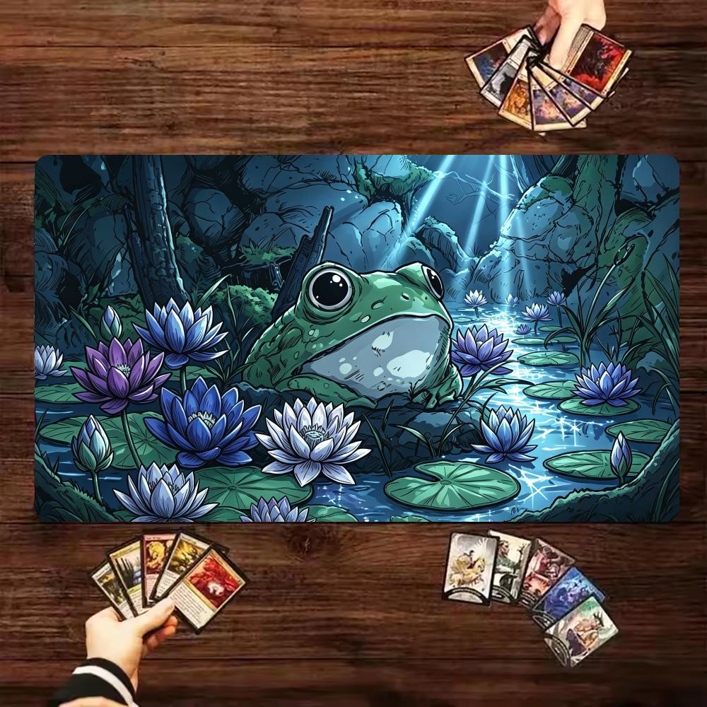 Frog Lotus Design TCG Playmat Magic Card Battle Mat 35X60CM Gathering Gaming Mats Tapete Magic Gaming Play Mat Card Desk Pads