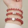 S925 Sterling Silver Natural Strawberry Crystal Bracelet Bracelet Bangles Women Fashion Jewelry Accessories Gift