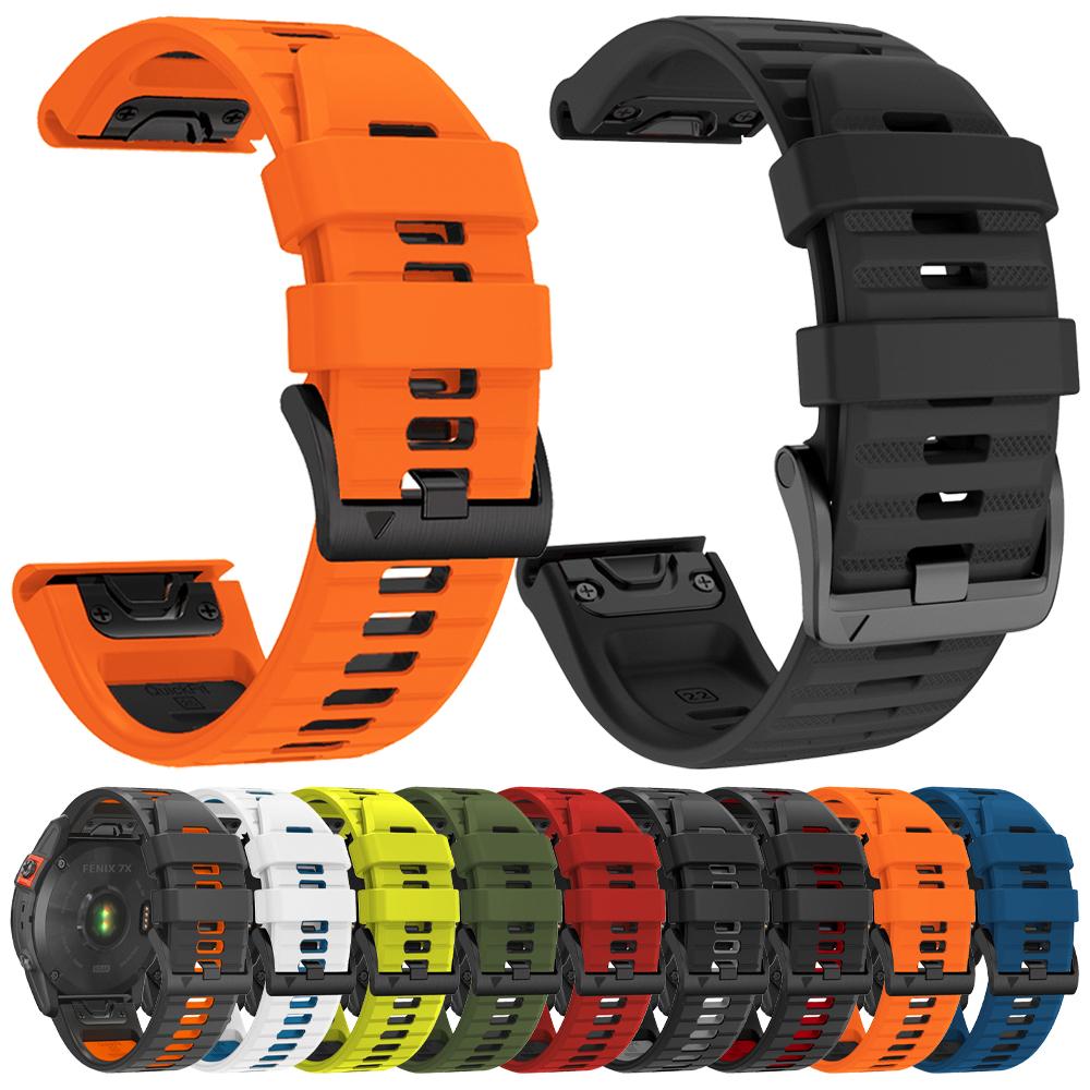 Для Garmin Tactix 7 Pro Delta Descent/Quatix 7/6/5 Sapphire/7X Solar Ремешок Fenix 7X Силиконовый Ремешок 22 мм 26 мм Quickfit Ремешок для часов