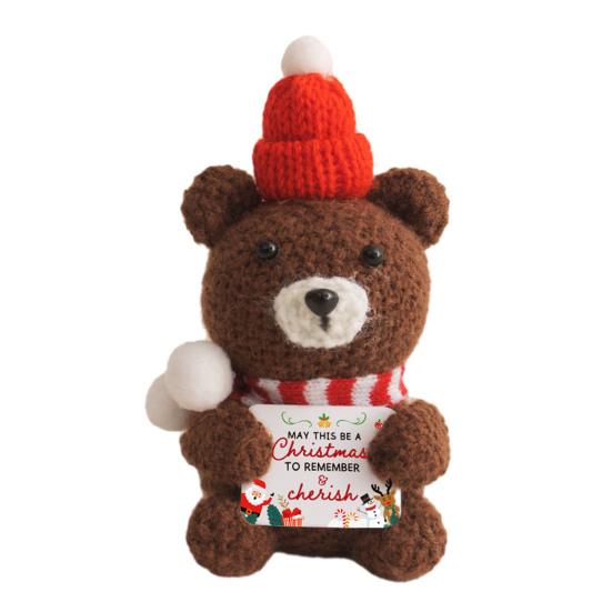 Christmas Doll Mini Funny Positive Santa Claus Snowman Crochet Knitted Toy with Inspirational Card Stocking Stuffers Winter Decor