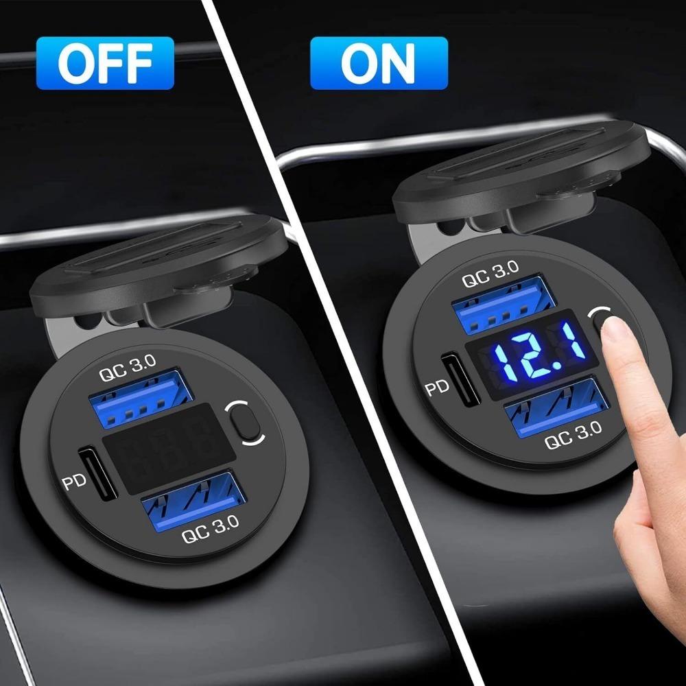 1 компл. 12 В USB C порт зарядного устройства для быстрого автомобильного зарядного устройства PD и QC розетка для лодки RV Marine
