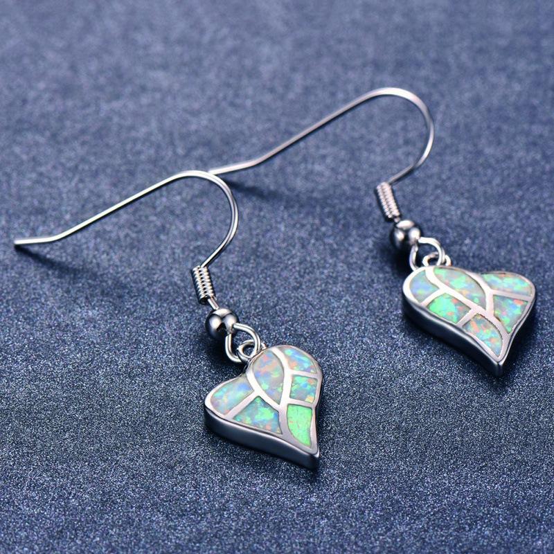 Summer new small fresh simple earrings platinum opal heart earrings natural earrings