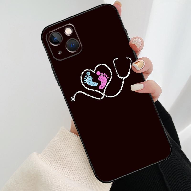 Милый Чехол для Телефона Сердце со Стетоскопом Для iPhone 17 Pro Max 16 15 11 13 12 14 Pro Max mini 15 16 Plus 16e 17 Air Cover