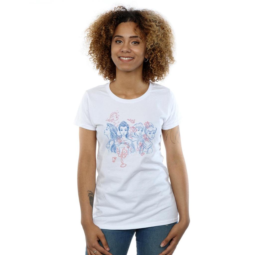 Disney Womens/Ladies Princess Sketch Cotton T-Shirt