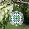 Vibrant Teal Blue 10 Inch Mandala Flower Wind Spinner Metal Hanging Decor for Garden Balcony All Seasons 360 Degree Hook Outdoor Decor