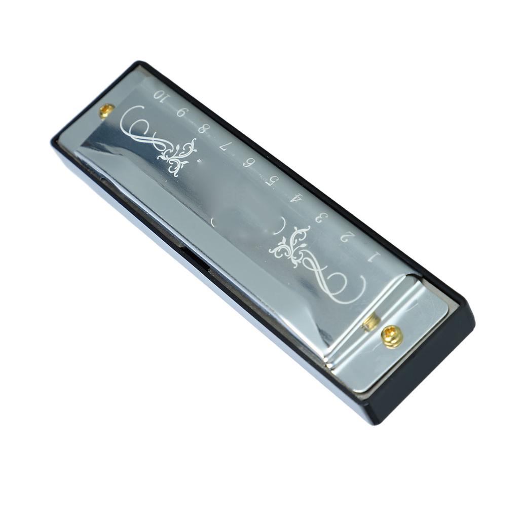 Губная гармошка 10 отверстий 20 мелодий C Key Professional Standard Mouth Harmonica с футляром для детей-новичков Silver