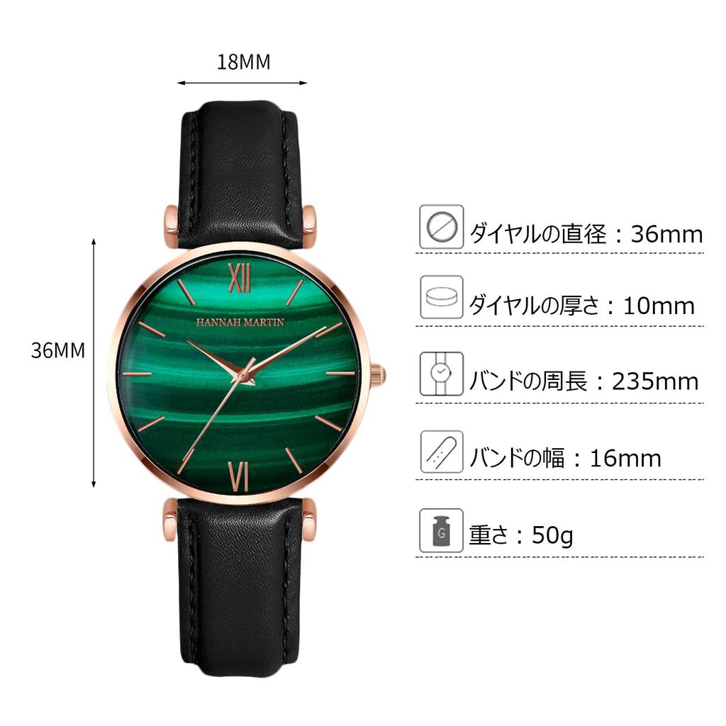 Часы RORIOS, изготовленные в Японии, кварцевые, малахитовые, циферблат цвета малахита, водонепроницаемые, аналоговые, повседневные, из нержавеющей стали, кожаный ремешок, стильные, для поездок в школу