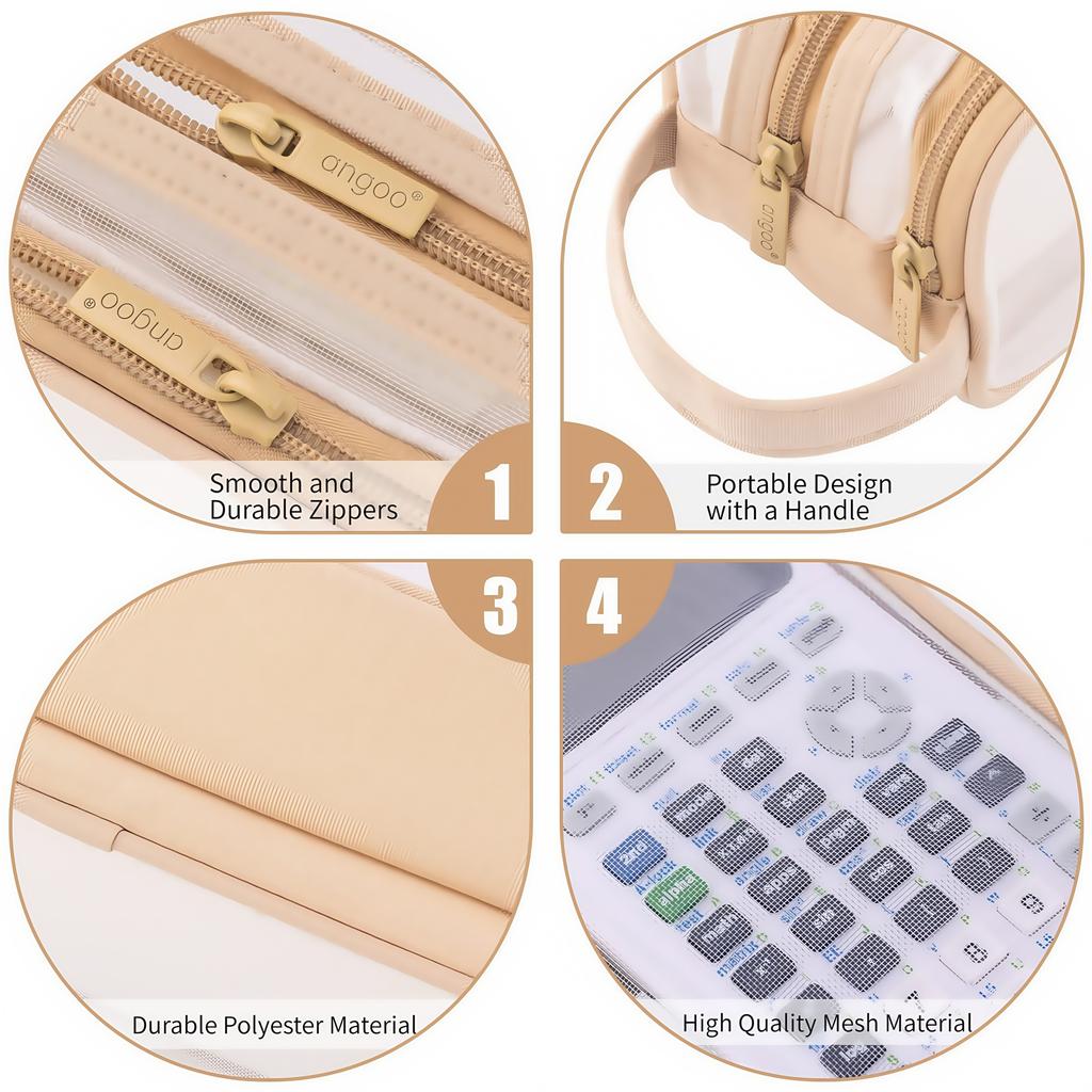 Large Mesh Pencil Case Double Layer Pencil Bag Transparent, Portable Multifunctional Cosmetic Bag, Student Office Essentials