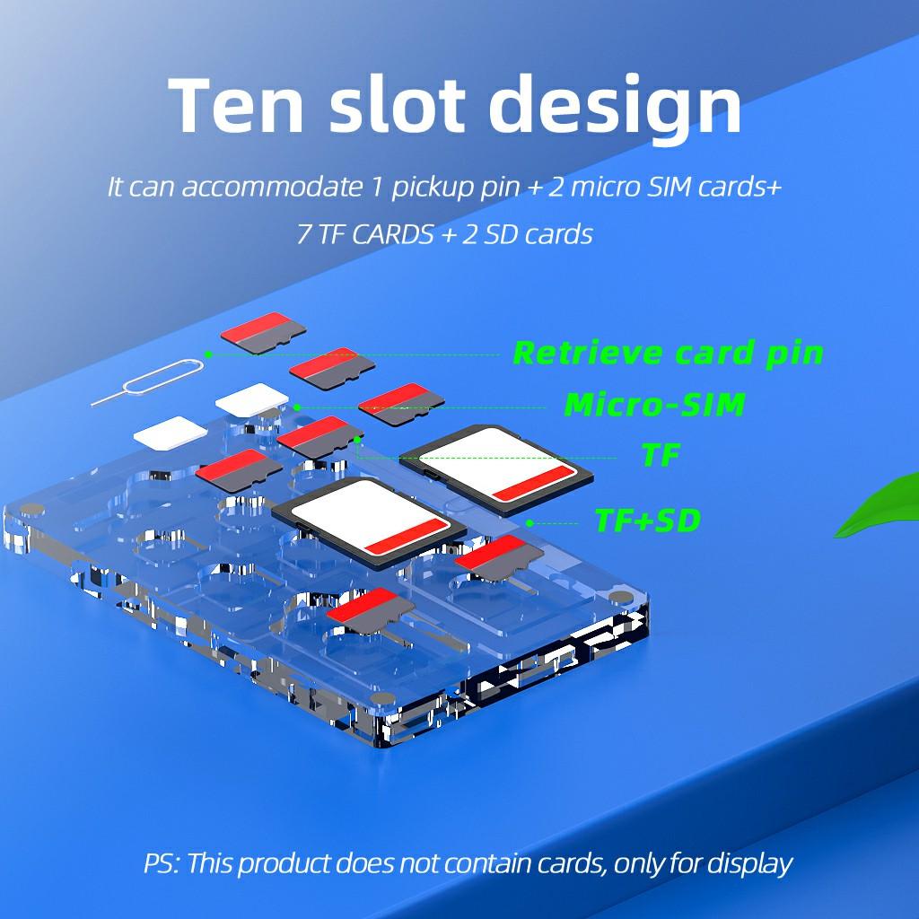 Transparent Magnetic Nano SIM Card Case SD TF Card Eject Pin Slots Protection Manager Display Acrylic Box