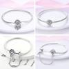 Original Bracelet 925 Sterling Silver Charm Bracelet 17-20CM Golden Heart Love Key Snowflake Bracelet Bangle Women Jewelry Gift