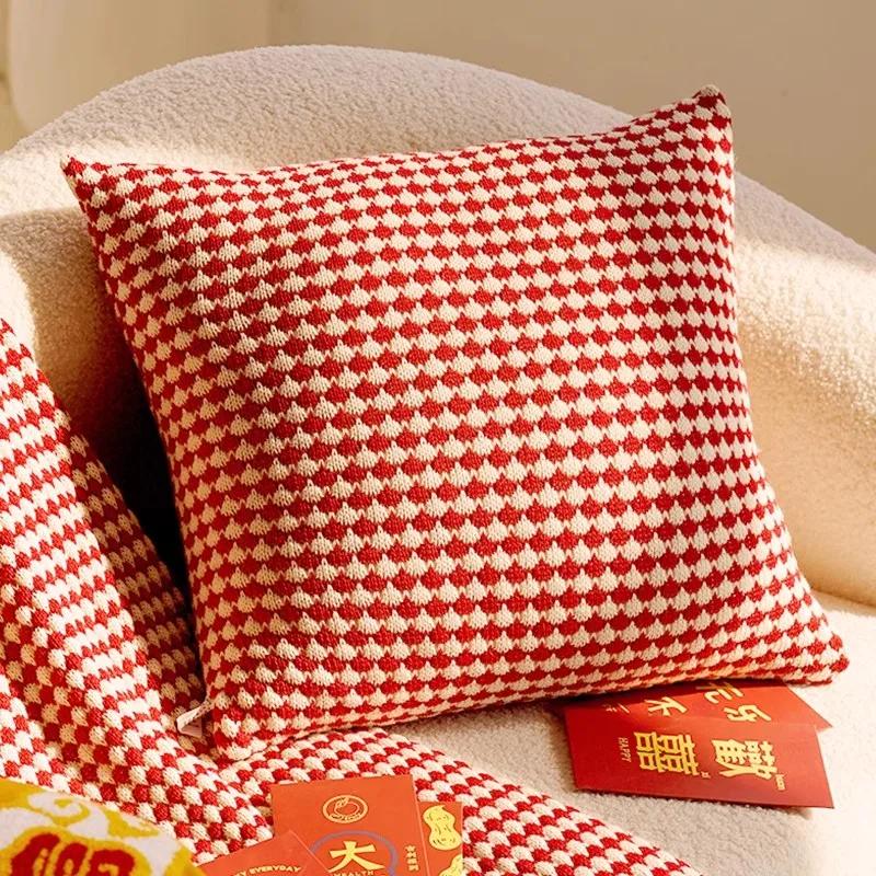 Домашнее украшение Вязание Чехол для подушки Мятно-зеленый наволочка с кисточками Современный диван Гостиная Подушка для талии Подушка для головы Круглая подушка для кровати