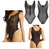 Women's Mesh Sheer See Through Zipper High Cut Thong Teddy Leotard Bodysuit Swimsuit