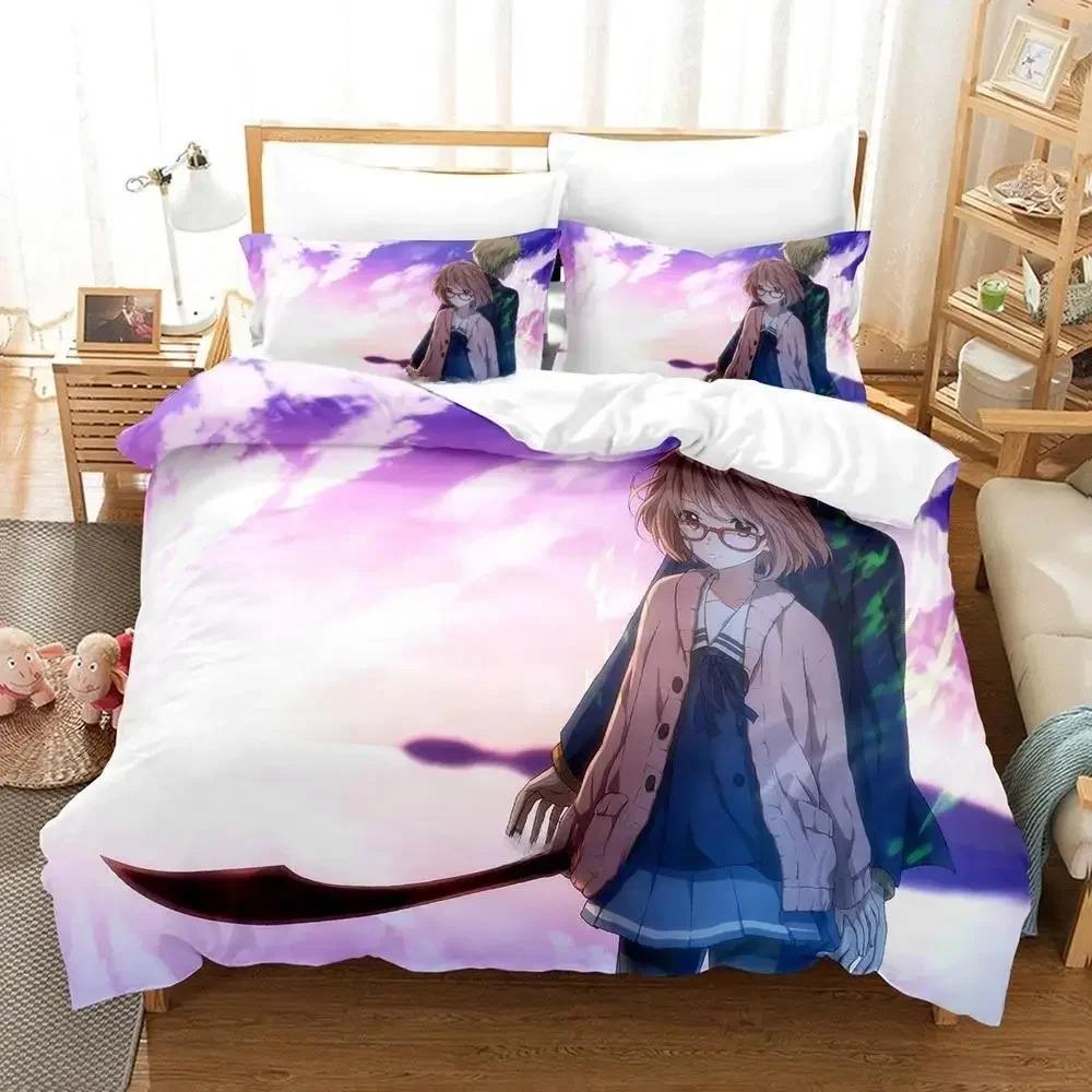 New Beyond the Boundary Bedding Set Cartoon Anime three-piece set Adult Kid Bedroom Duvet cover Sets 3D Kawaii Girl Home textile