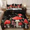Mushroom Pattern Duvet Set 3D Digital Printing Set Wild Plant Bedding Set