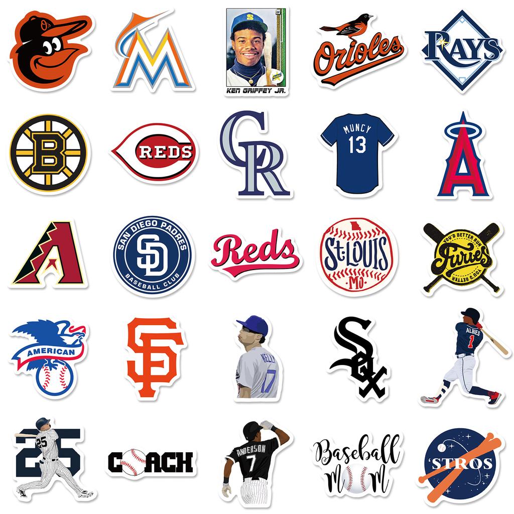 50 Pcs Baseball League Stickers Sports Logo Graffiti Stickers Laptop Cups Luggage Case Stickers