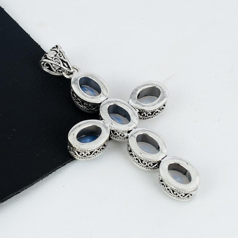 Кулон с молочным опалом из серебра 925 пробы - Ручная работа, Дизайн креста, Ювелирное украшение для повседневной носки, Уникальный кулон с молочным опалом, Свадебные подарки