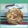 Blessed Virgin Mary Artistic Round Keyring Keychain For Faith Inspiration Gifts