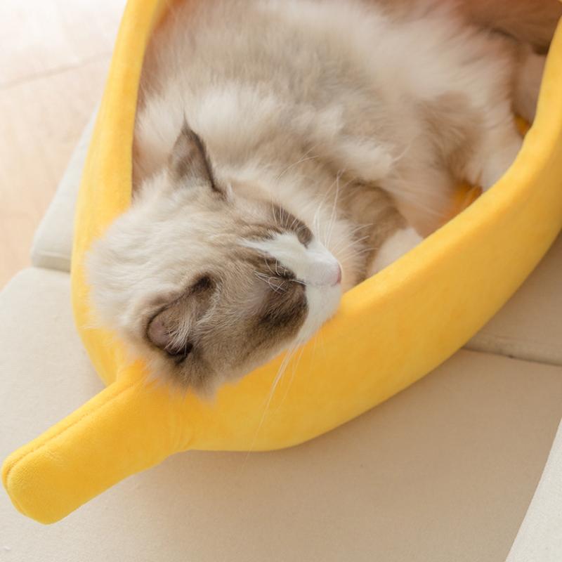 Банановая кровать для кошек, домик, милая клетка для хомяка, кошачий коврик, кровать, теплая портативная корзина для домашних животных, питомник, подушка для собак, товары для кошек, забавные аксессуары для домашних животных