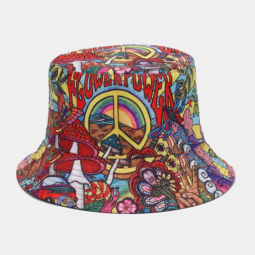 2027 NEW KJ Custom Printing Reversible Wide Brim Bucket Hat Unisex All Over Print Polyester Bucket Hat With Private Brand Label