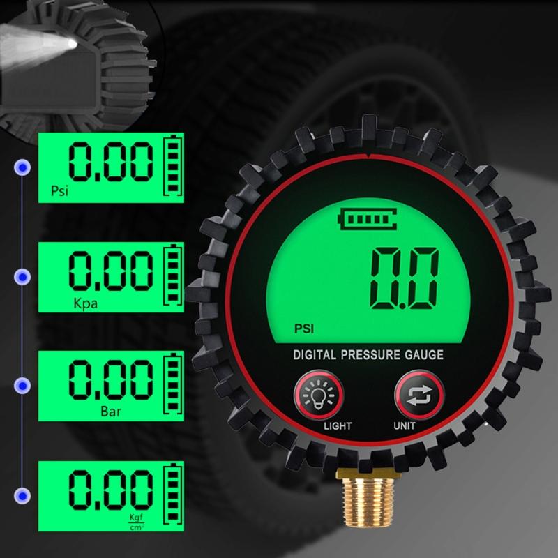 Digital Gas Pressure Gauge with 1/8'' NPT Bottom Connector & Rubber Protector Rang to 255psi Accuracy 1% .F.S.