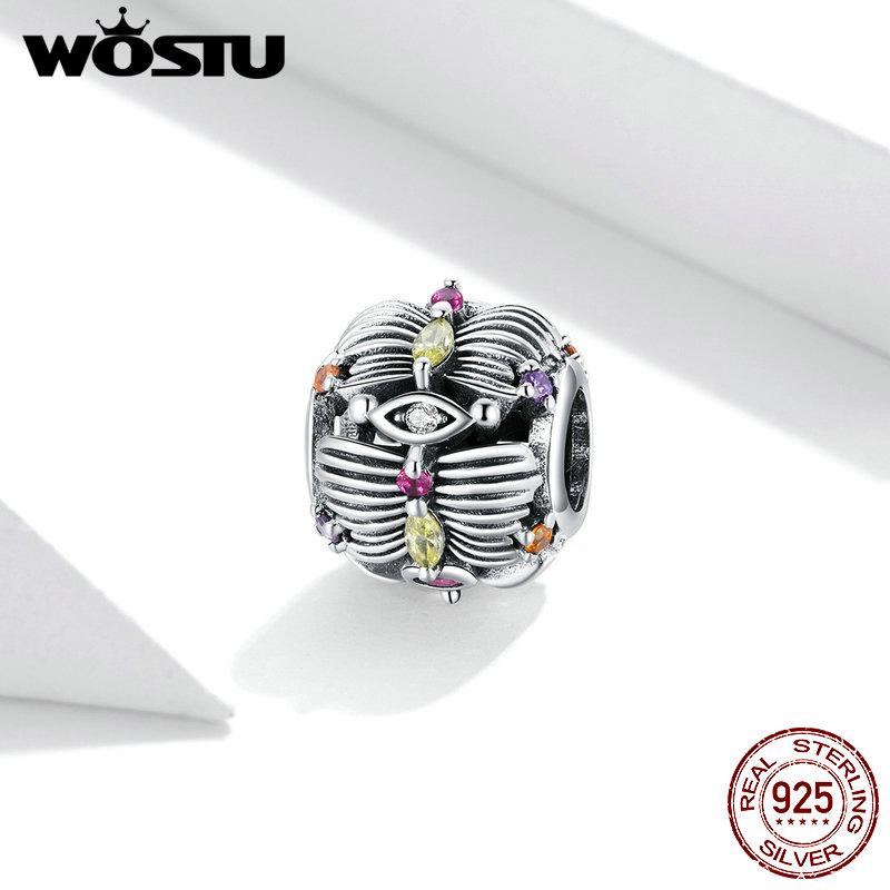 WOSTU Очаровательные бусины в стиле ретро из стерлингового серебра 925 пробы с цветущими цветами и бабочками подходят для оригинального браслета диаметром 3 мм.