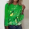 Топы для женщин с принтом в виде 3D-бабочки и цветочным принтом, круглый вырез, длинный рукав, футболка, осенний повседневный тонкий пуловер, женский топ с длинным рукавом