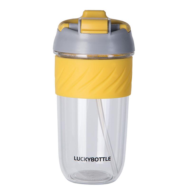 Tritan Plastic Kawaii Coffee Cup With Lids Straw Cute Water Bottles Girls Travel Portable Leakproof Tumblers 400ML 450ML