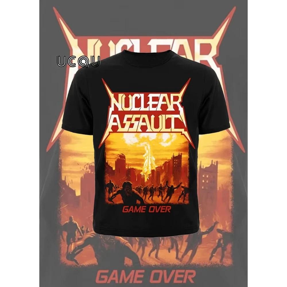 Хлопковая футболка с принтом Nuclear Assault Game Over, ретро, хип-хоп, рок-группа, с коротким рукавом, повседневная, универсальная, мужская и женская футболка