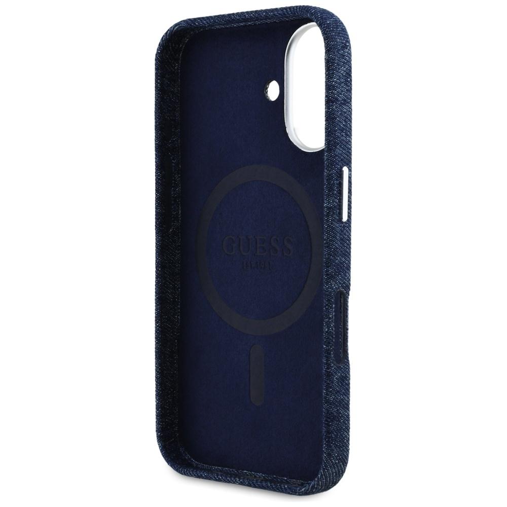 Guess Denim Triangle Logo MagSafedo iPhone 16 Case Blue