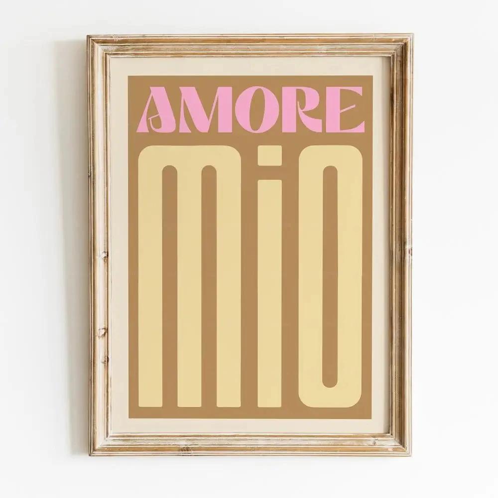 Современный красочный принт Amore Mio Постер Настенное искусство Любовь Холст Картина Для гостиной Домашний декор Идея подарка на День святого Валентина