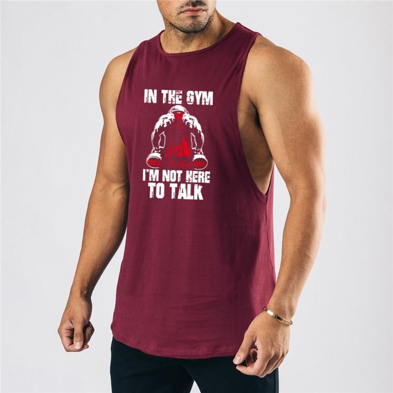 Muscleguys Летний мужской хлопковый дышащий жилет с широкими плечами, свободный топ без рукавов для фитнеса, повседневные футболки с принтом