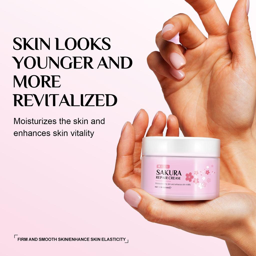 Cherry Blossom Essence Face Cream 50g Snowflake Cream Autumn and Winter Moisturizing Hydration Nourishing Nourish Hydrate Smooth and Delicate