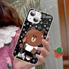 B-BrownS Bear C-ConyS Phone Case Tempered Glass For iphone 14 13 12 11 Pro Mini XS MAX 14Plus X XS XR Fundas