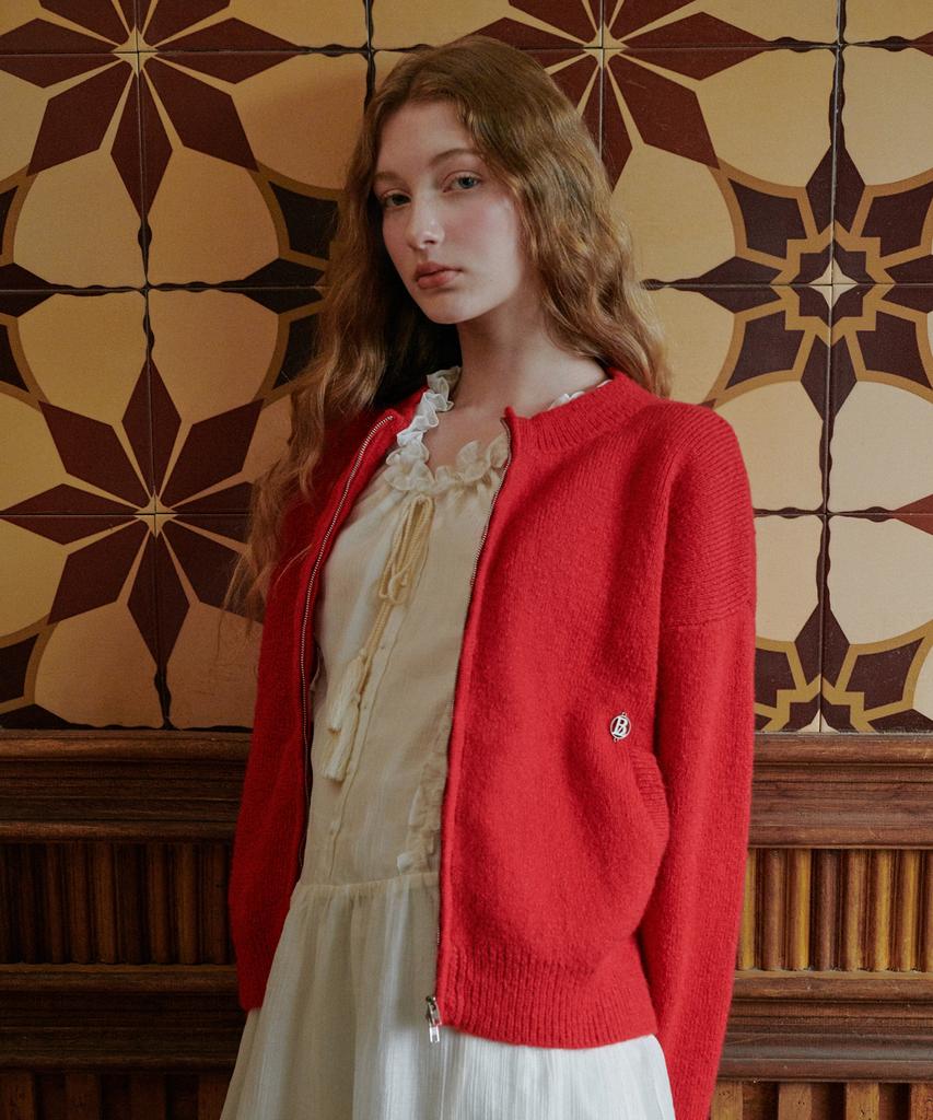 BELLOL Two-Way Knit Zip-Up Red