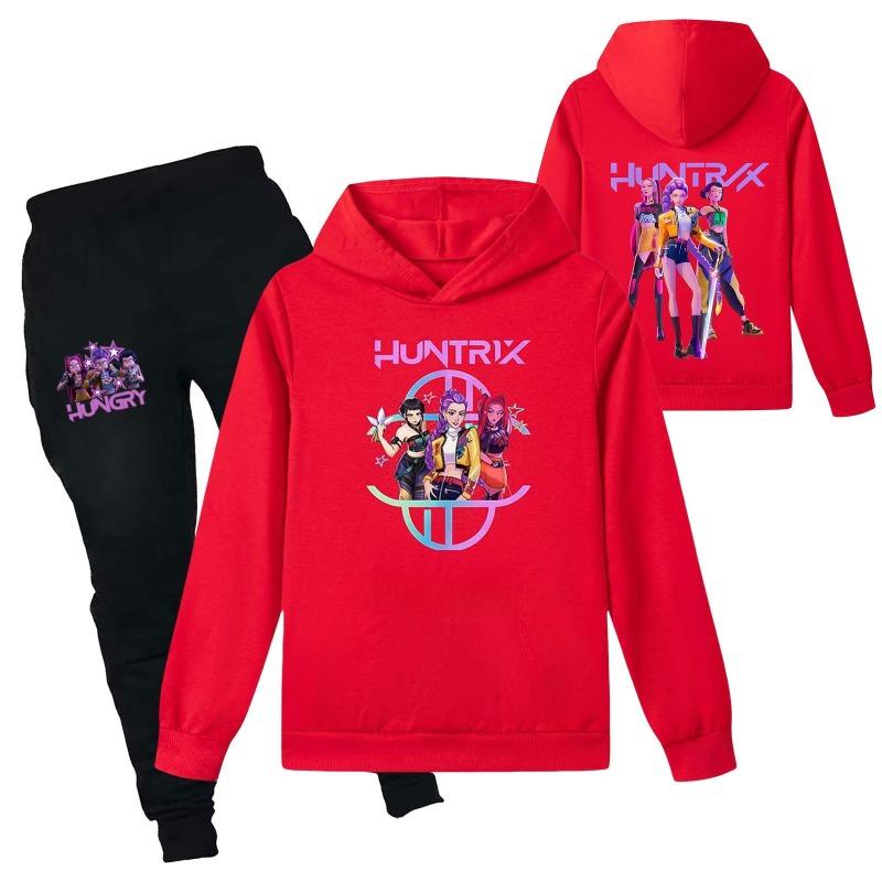 Зимний повседневный набор для детей с принтами спереди и сзади группы охотников на ведьм, удобный набор толстовки с капюшоном